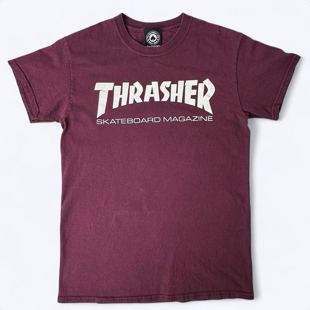 Thrasher Skateboard Magazine Graphic T Shirt‎ Adult Sz S Maroon Mens Womens
